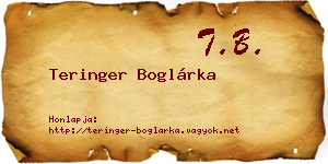 Teringer Boglárka névjegykártya
